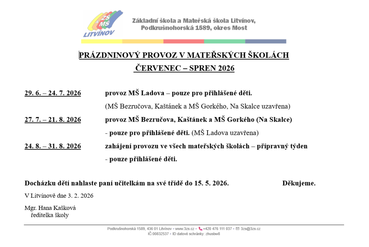 Prázdninový provoz